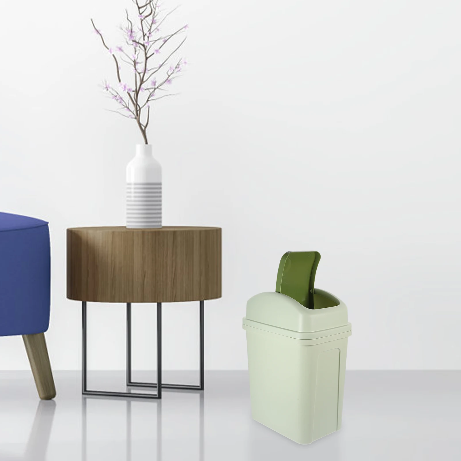 

Large Capacity Swing Lid Trash Can Thickened Plastic Waste Bin For Kitchen Bathroom Nursery Slim Design Modern Garbage Bin