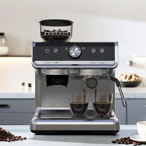 Machine à café expresso semi-automatique 1450W, 20 bars, avec broyeur, pour Latte Cappuccino, cadeau pour amateur de café