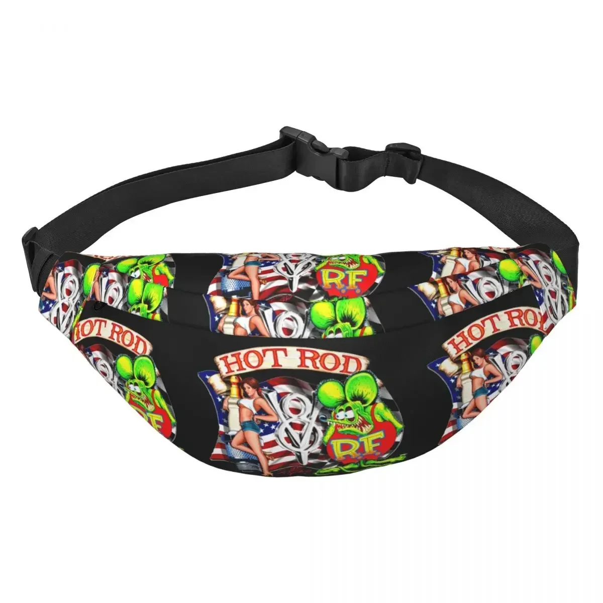 Rat Fink Stripe Fanny Pack Men Women Cool Comic Cartoon Sling Crossbody Waist Bag for Travel Cycling Phone Money Pouch