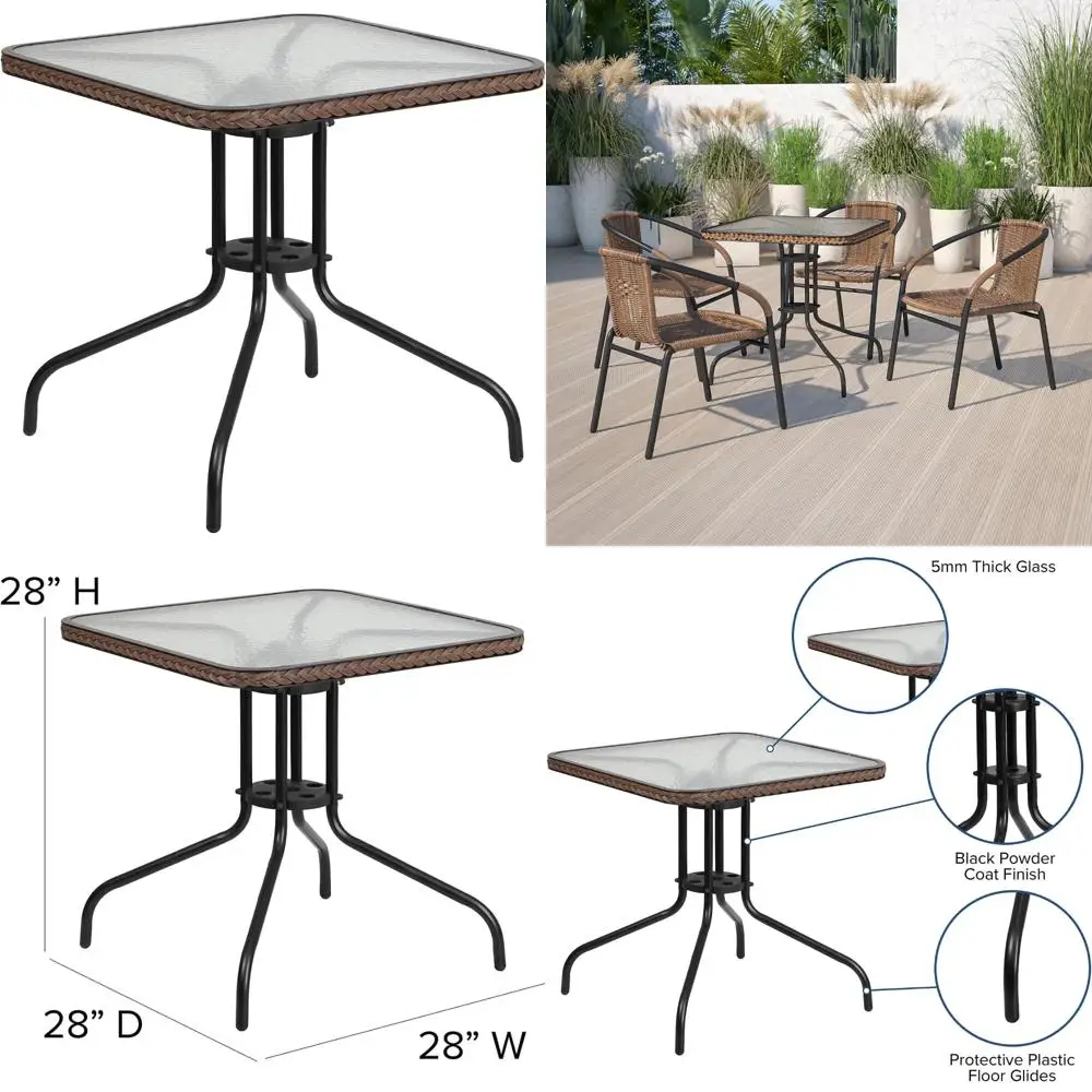 mesa-cuadrada-de-vidrio-templado-de-28-pulgadas-con-borde-de-ratan-marron-oscuro