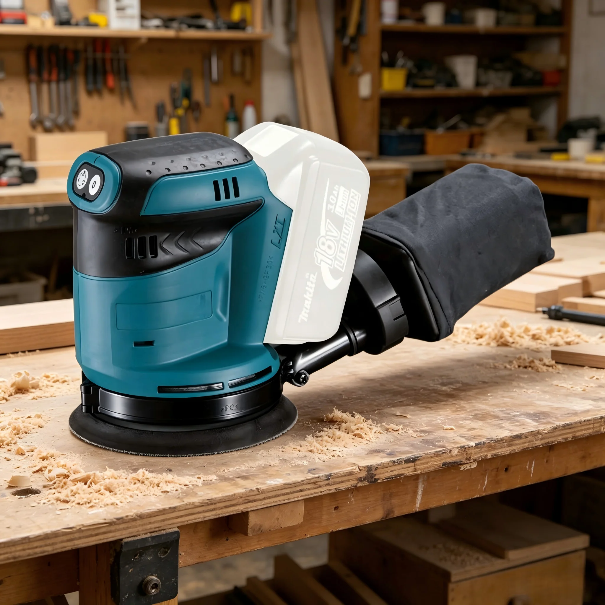 

For Ma.kita 18V Battery With Dust Collector Rust Removal 3 Speed 24000RPM Cordless Palm Sander Brushless Random Orbital Sander