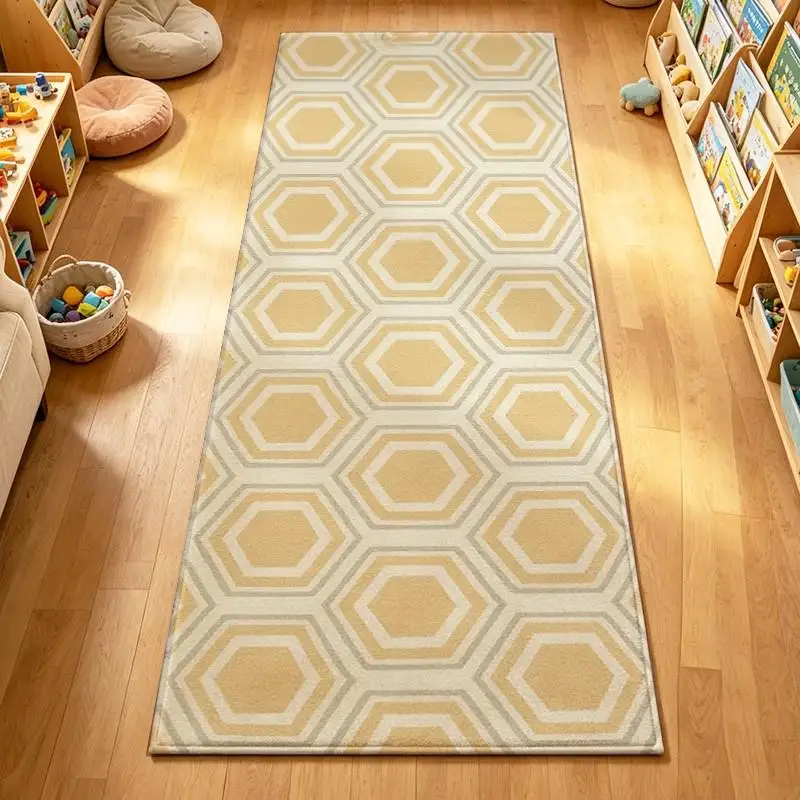 1 Piece Geometric Hexagonal Lattice Woven Rug, Soft Comfortable, All Seasons, Lightweight Easy Care, Home Decor, Living Room, Bedroom, Hallway, Autumn, Winter
