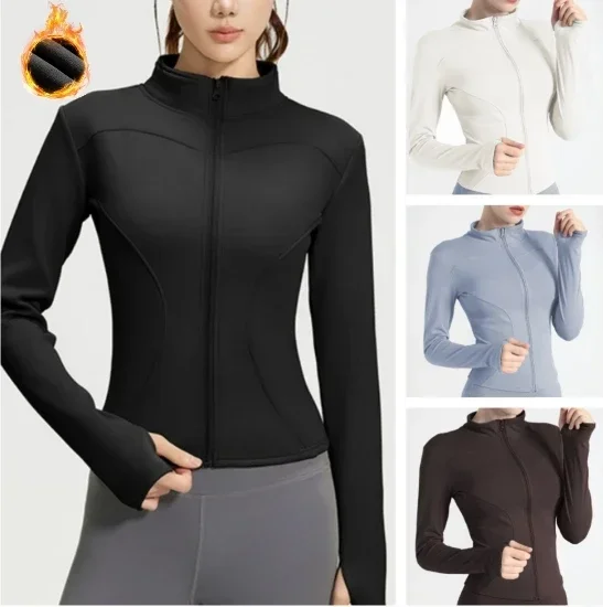 

Women's Tracksuit Jacket Slim Fit Long Sleeved Fitness Coat Yoga Tops With Thumb Holes Gym Jacket Workout Sweatshirts