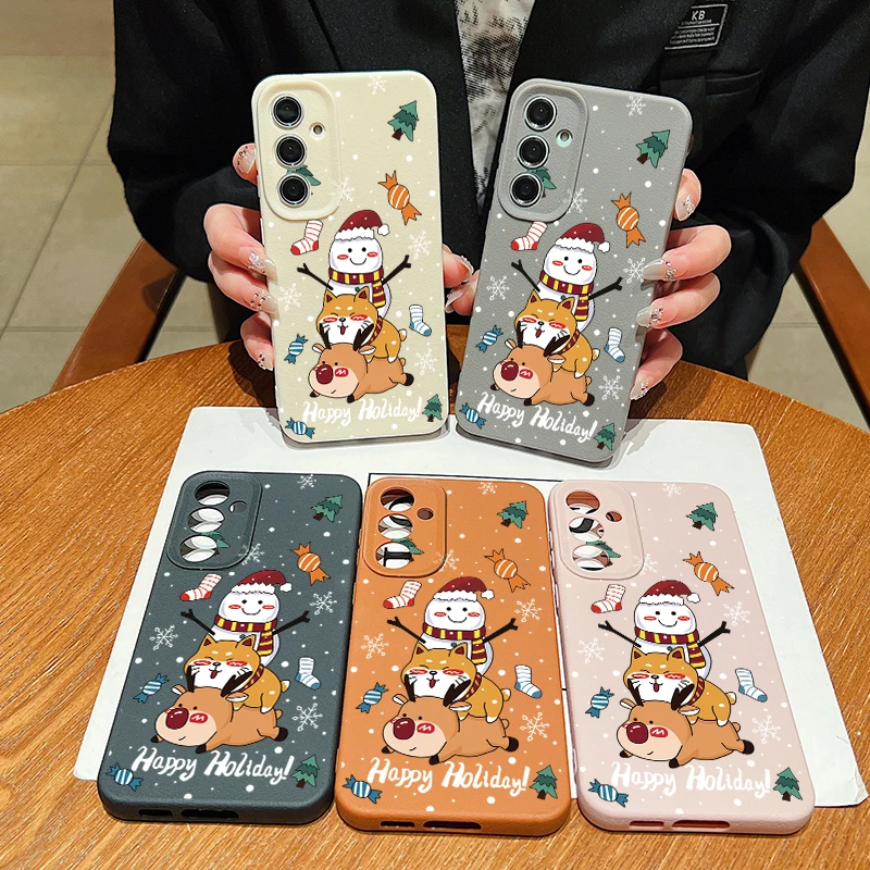 Christmas Case For Samsung Galaxy A55 A54 A35 A25 A15 5G A34 A14 A53 A52 A16 S20 S21 FE S22 S23 S24 Ultra Capa Happy Holiday