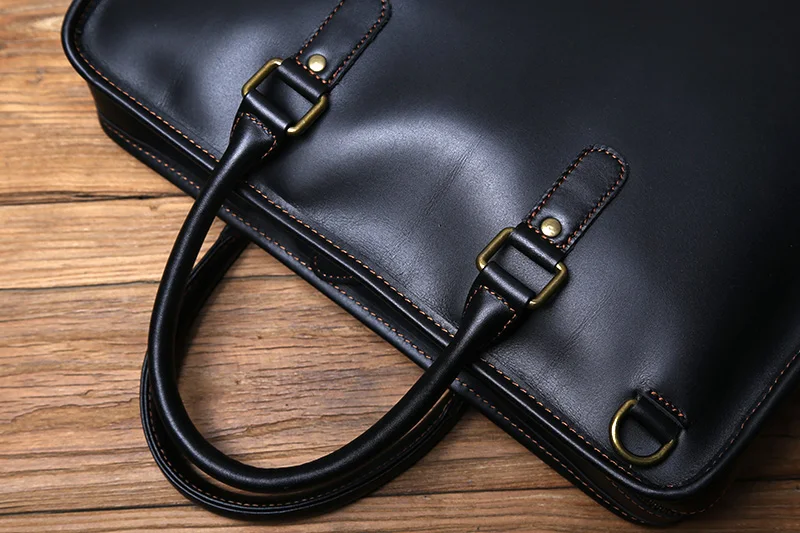 NZPJ Herren Aktentasche Leder Handtasche Retro Top Layer Rindsleder Laptoptasche Crazy Horse Leder Schulter Messenger Bag Luxustasche – Detail 14