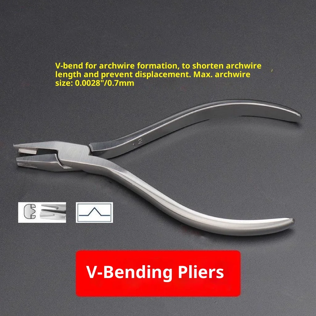 

Dental gold handle orthodontic V-shaped bent pliers nickel titanium arch wire v-formed stainless steel dental instrument