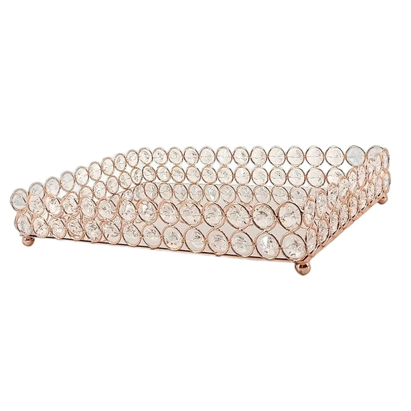 Decorative Mirrored Fruit Tray Holder Classic Retro Vanity Tray Cosmetic Container for Wedding Pantry Wine Lipstick Bread