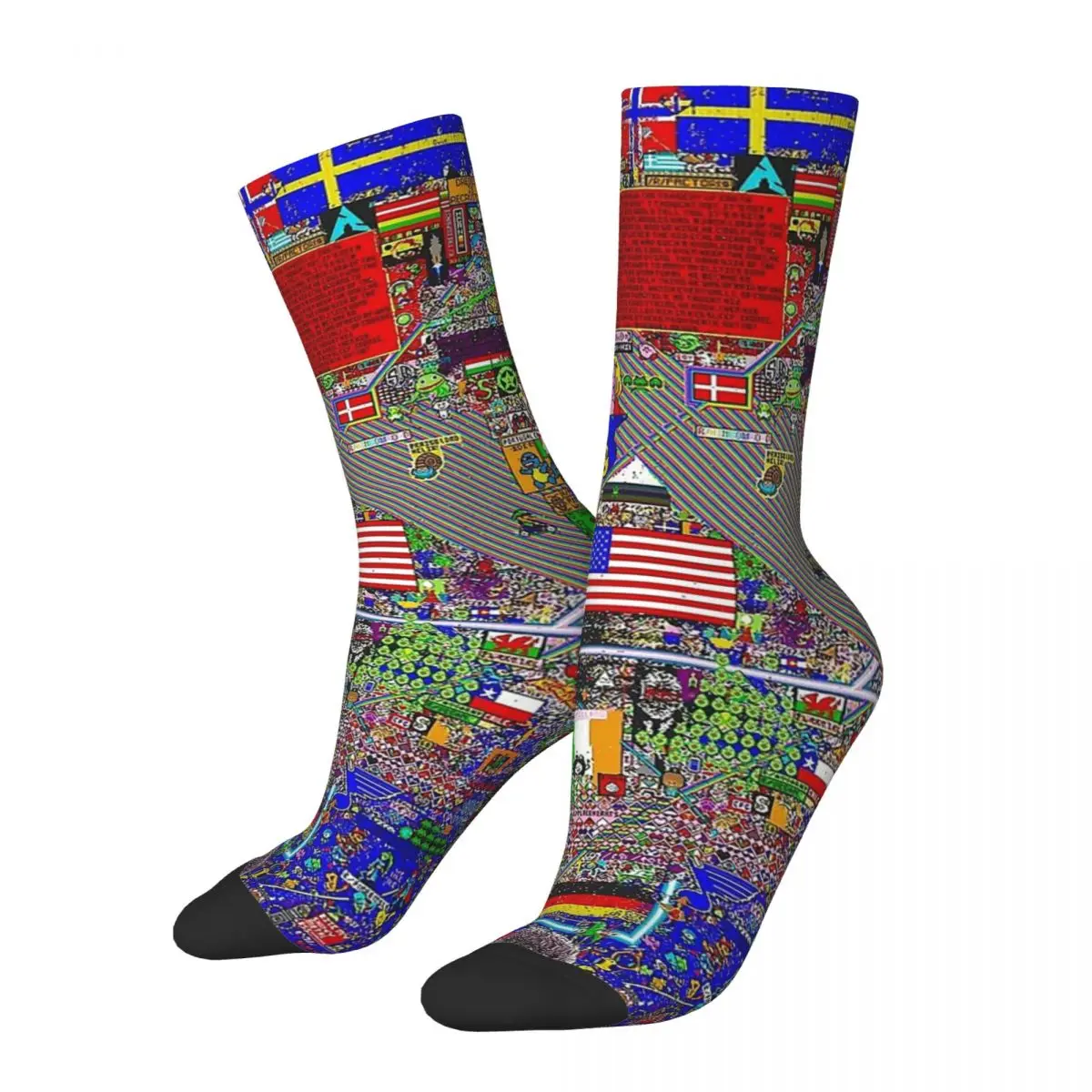 Funny Happy Men's Socks 12K Resolution 36 Hours Vintage Harajuku Reddit R Place Pixel Art Street Style Pattern Crew Crazy Sock