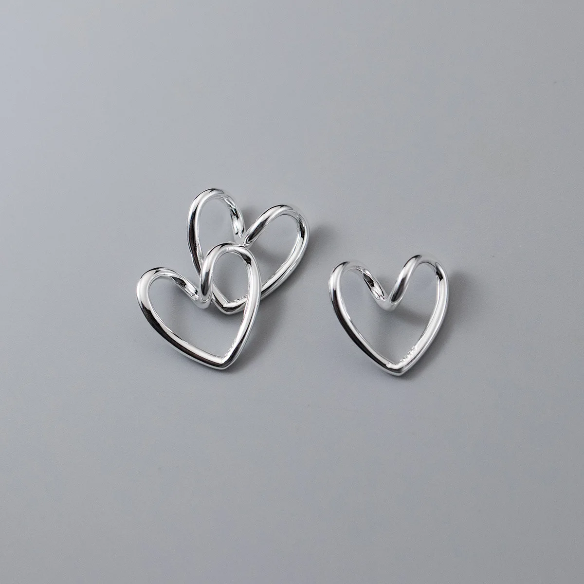 1pc/lot 925 Sterling Silver Sweet Cubic Heart Jewelry Charms 15x15.7mm S925 Silver Pendants DIY Nekclace Earrings Bracelets Make