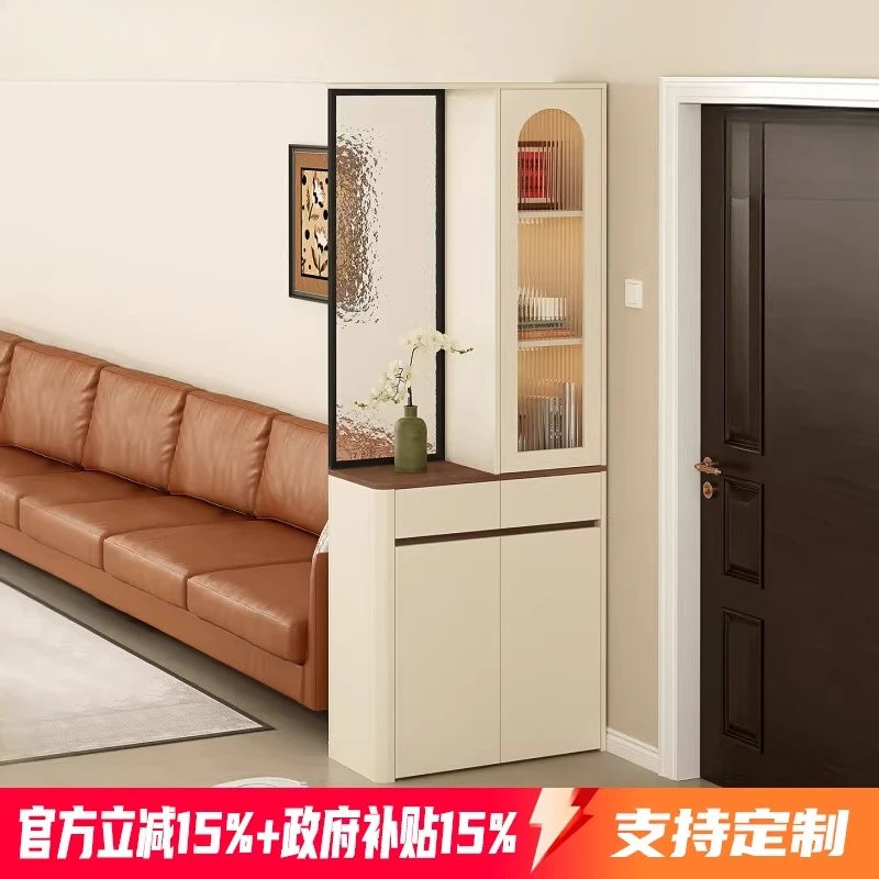Home shoe cabinet, entrance cabinet, integrated household door, living room partition cabinet, glass screen rack, wine cabinet 5