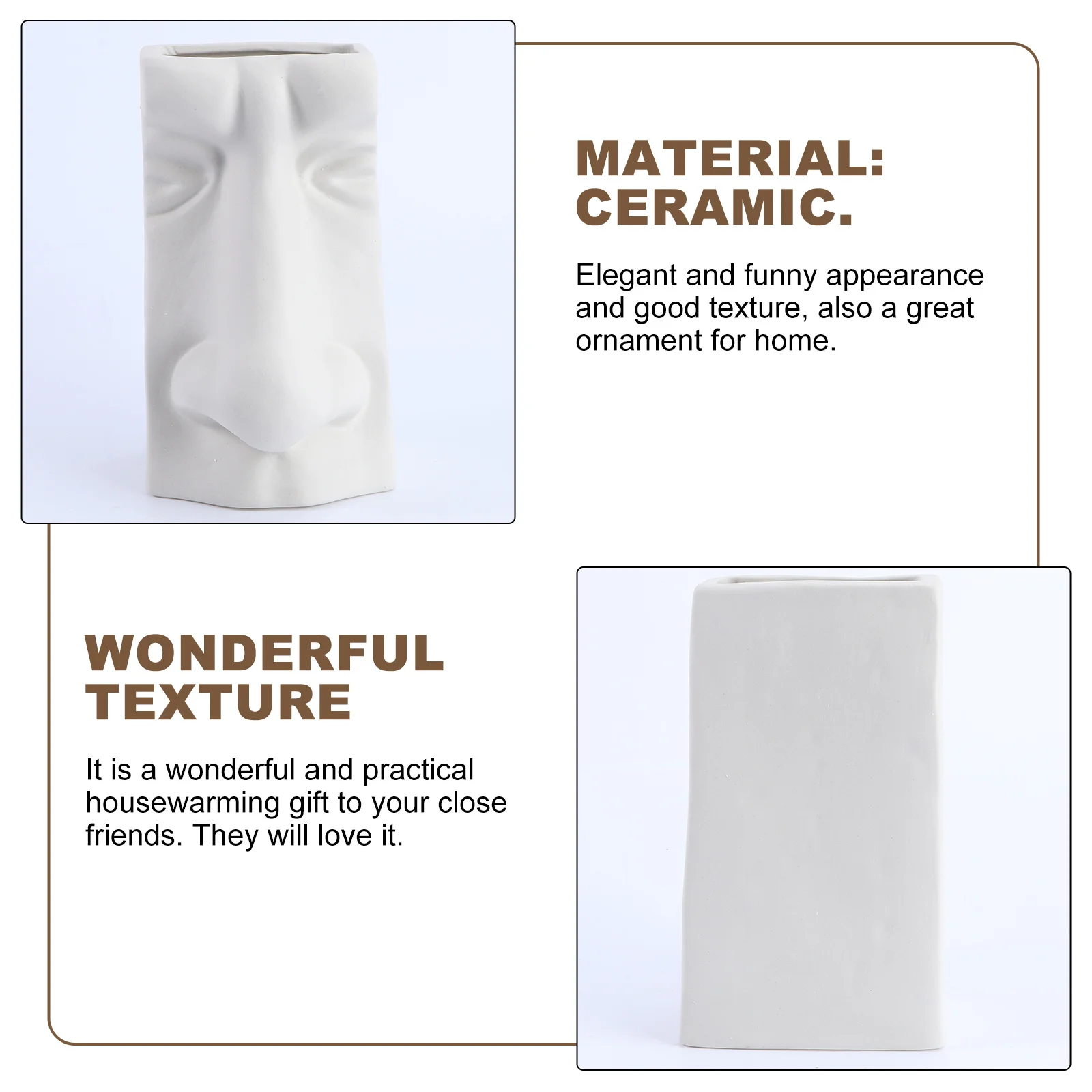 

1Pcs Human Face Ceramic Vase White Nordic Style Flower Arrangement Vase Decorative Artistic Flower Container for Indoor Tabletop