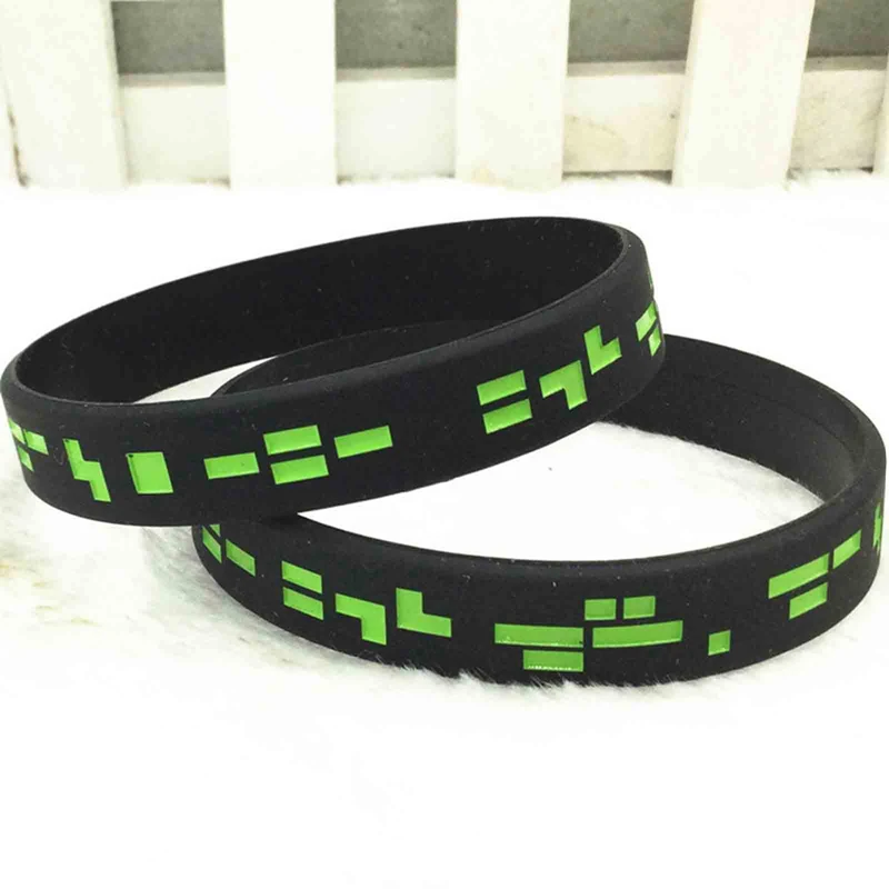 1Pc Mixed Pixelated Miner Crafting Style Character Bracelets Silicone Wristband