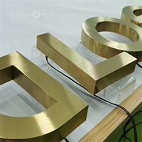 Metal Mini LED Sign Stainless Steel Lighted Letter Outdoor Waterproof Door Marker  Wall Decor Number Plate