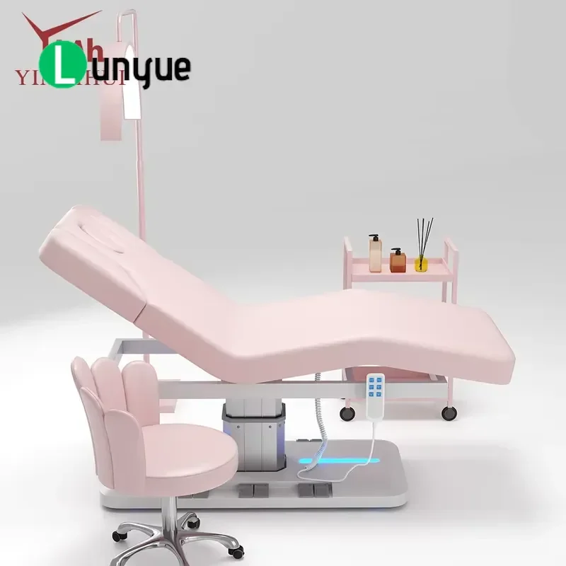 3 Motor Electric Spa Massage Beauty Bed Single Column Base with Built-in Pedal Control for Furniture Beauty Spas