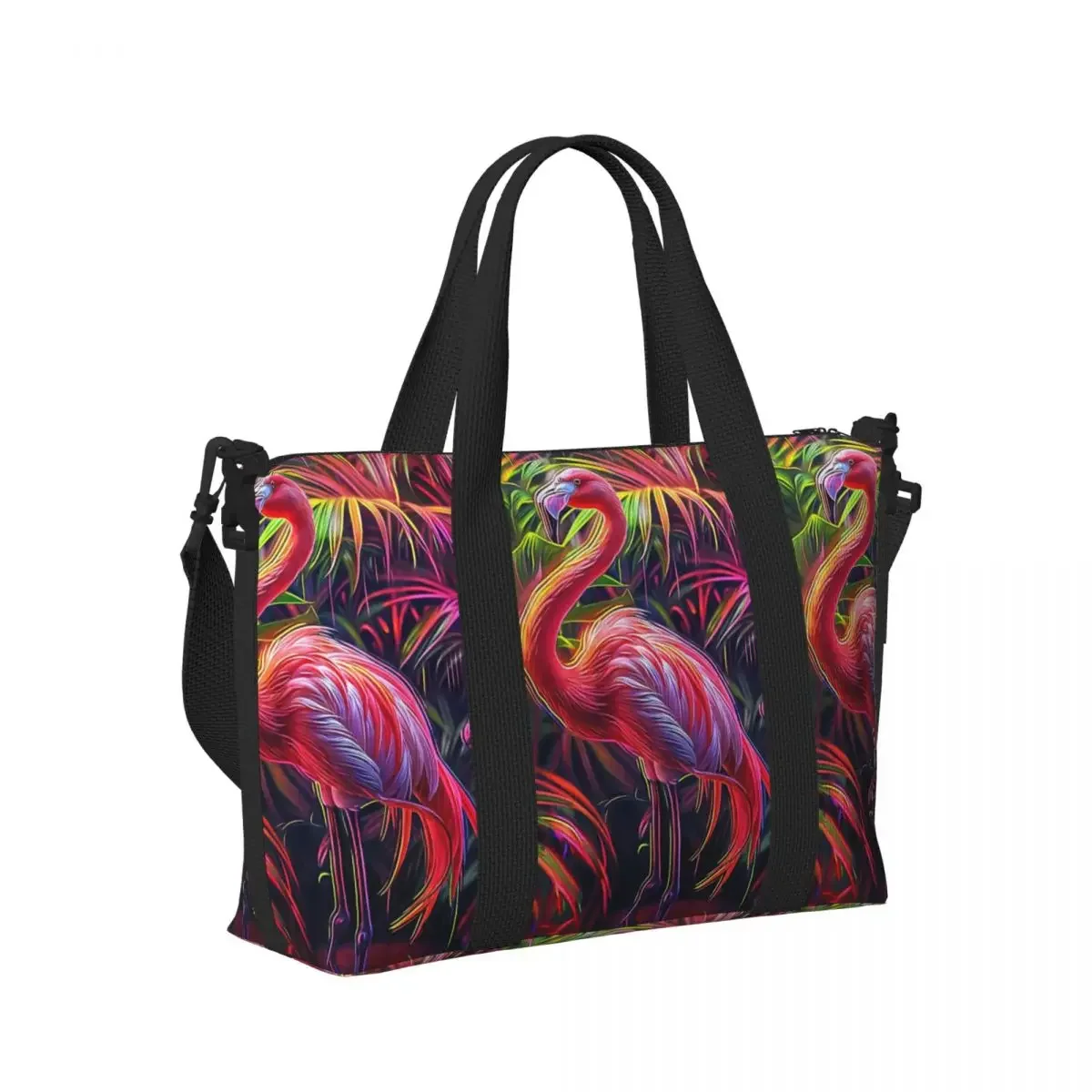 

Large Pink Flamingo Beach Travel Bag Large Capacity Tote Bags for Gym Sport Women Shopping Duffle Shoulder Bag