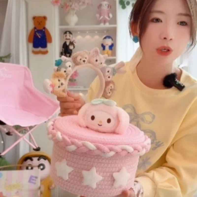 My Melody Anime Kawaii Sanrio Ins Cestino portaoggetti in cotone Simpatico cartone animato Bella custodia per bambola Decorazione Regali di moda per ragazze