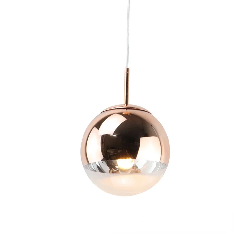 Modern Electroplated Glass Ball Pendant Lights Gold/Silver/Rose Hanging Lamp Kitchen Decor Home Luminaire Suspendu Lamp Fixture