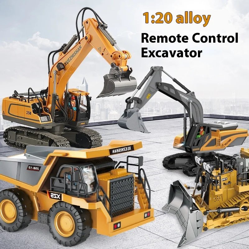 

Hot Alloy Remote Control Engineering Vehicle Simulation Excavator Toy Bulldozer Electric 2.4g Boy Remote Control Car Model Gift