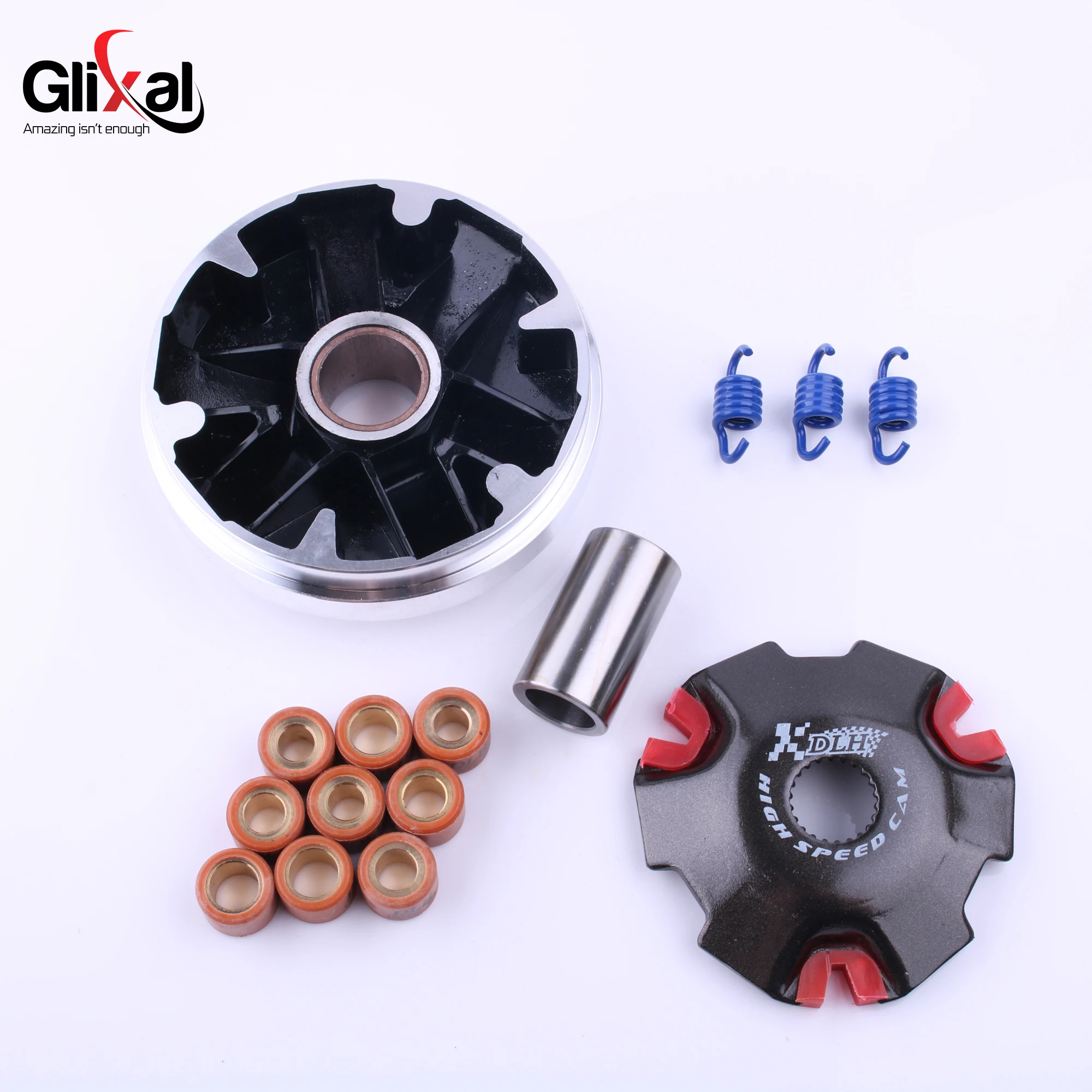 DLH High Performance Racing Variator Kit with 17x12mm Roller Weights for AG50, AG100, Sepia, Address 50, V100, 2T Scooter Moped