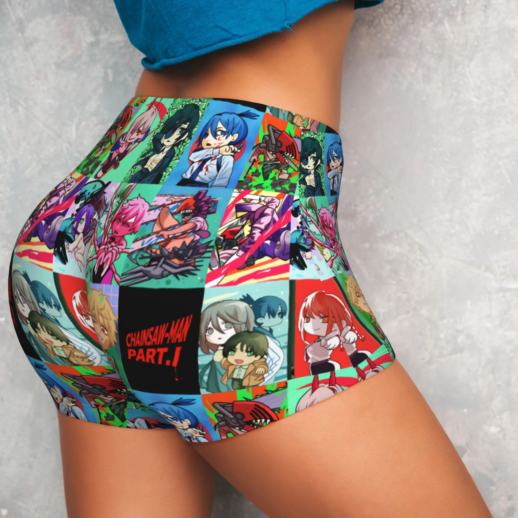 Katana Man Chainsaw Man Makima  Biker Running Gym Shorts for Women Denji Power Himeno Aki  Athletic Workout Yoga Shorts