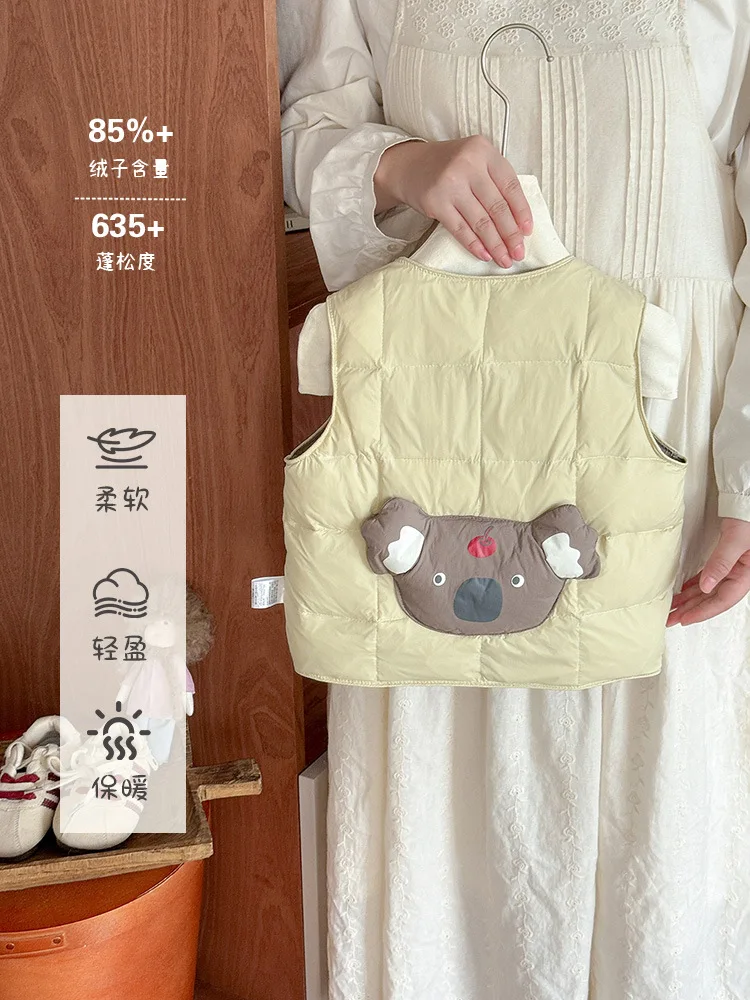 

Infant and Toddler Autumn Winter New Baby Down Vest New National Standard90White Duck Down Lightweight Sleeveless Jacket aWarm-l