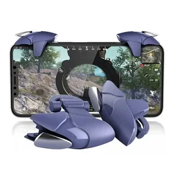 2Pcs Mobile Phone 4 Finger Game Trigger For PUBG Aim Shooting L1R1 ABS Key Button Blue Shark For IPhone Android Gamepad Joystick