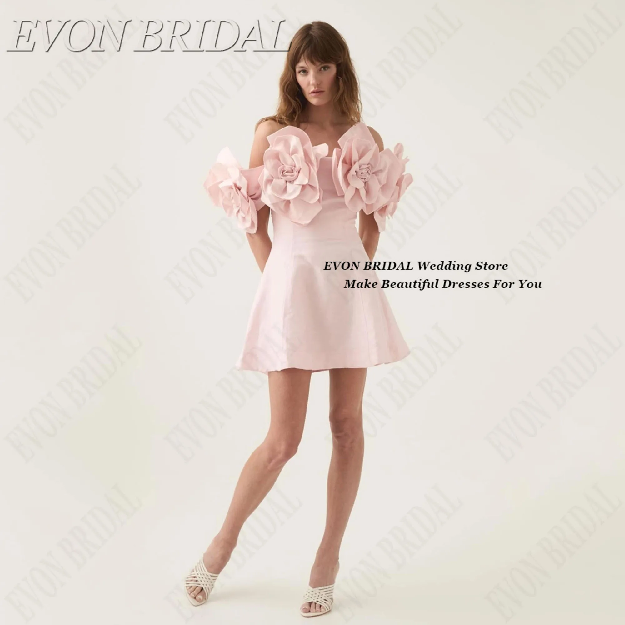 

EVON BRIDAL Mini Pink Dresses Autumn 2025 Gala Sleeveless Women's Evening Dresses 3D Flowers Elegant Celebrity Dresses Customiz