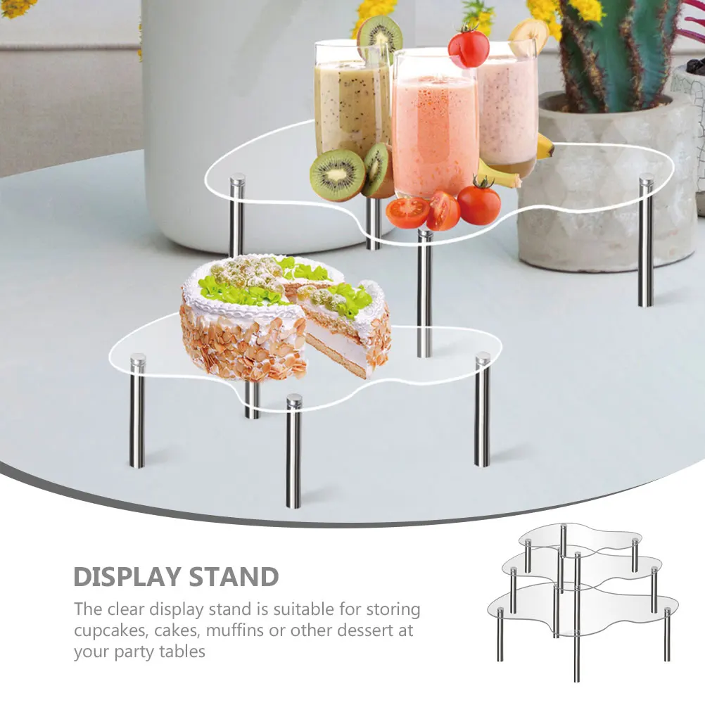 

3pcs Acrylic Cake Stand Clear Cupcake Display Riser Transparent Dessert Holder For Party Wedding Home High Base Serving