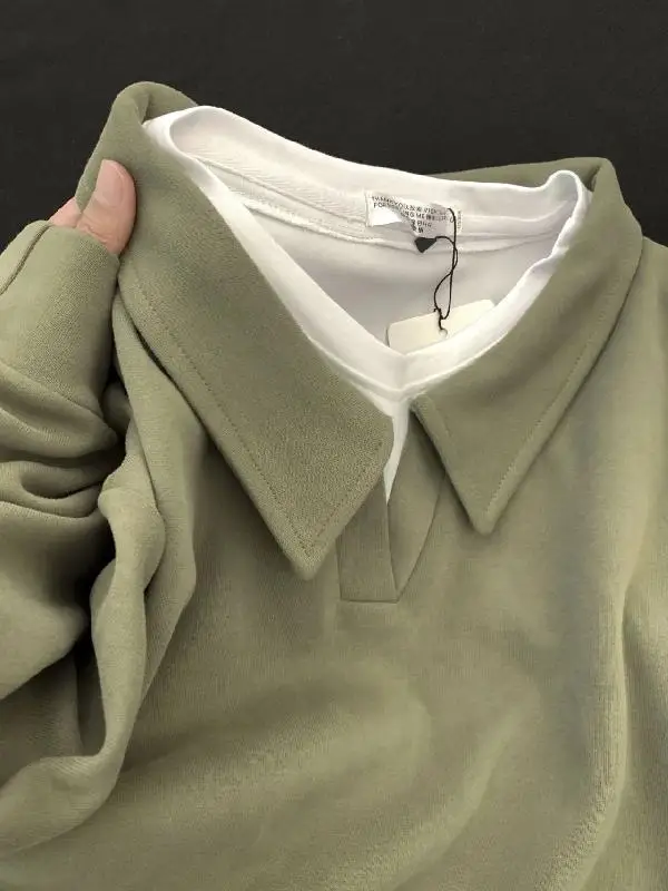 Moletom americano de duas peças com gola polo feminino, jaqueta solta e preguiçosa, nicho de design, Ins Clothing, outono e inverno