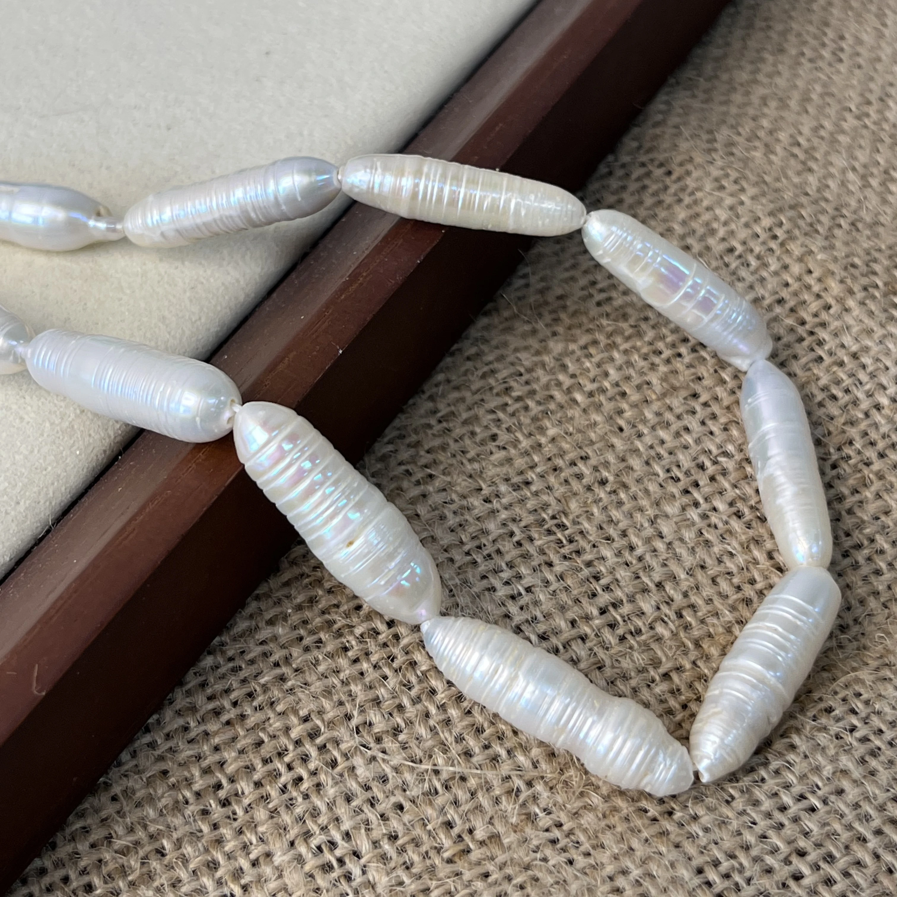 White Genuine Natural Freshwater Pearl Barrel Pearl Caterpillar-shape Beads for Jewelry Making DIY Necklace Bracelet Accessories