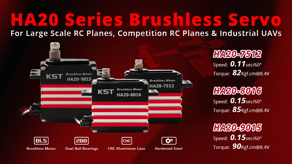 KST HA20-8016 85Kgf.cm 0,15 Sek./60 ° Extrem drehmomentstarker bürstenloser Standardservo für große RC-Flugzeuge – Detail 1