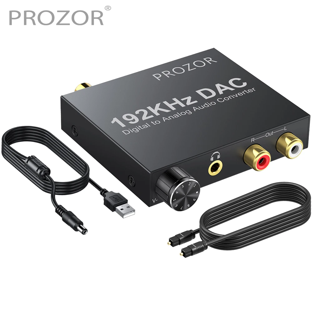 PROZOR convertisseur numérique-analogique 192kHz DAC contrôle du Volume numérique Coaxial SPDIF Toslink vers analogique stéréo RCA 3.5mm Jack Audio