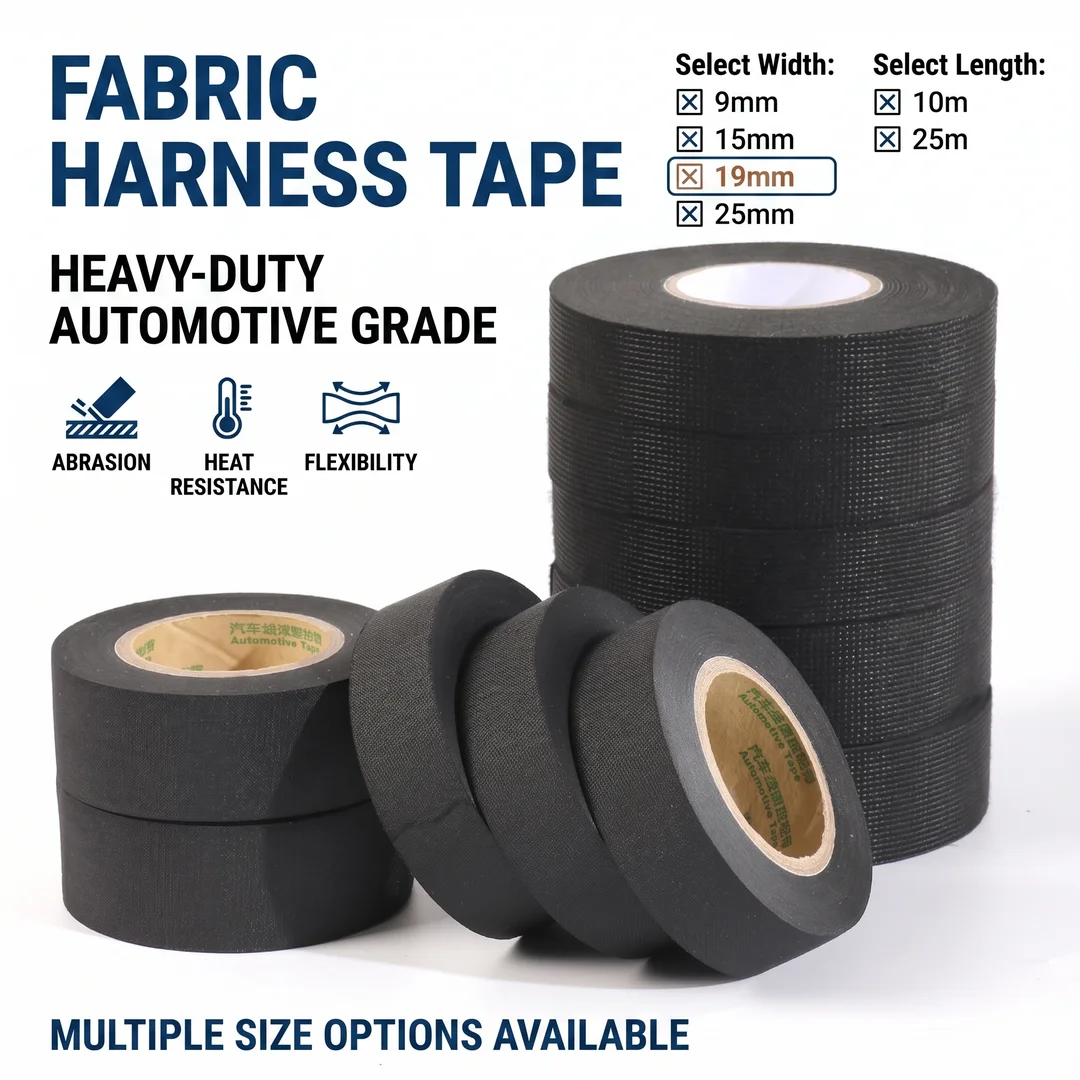 10/25 Meters Heat Resistant Flame Retardant Cloth Tape Coroplast Adhesive Wire Harness Loom Protection For Car Cable Wiring