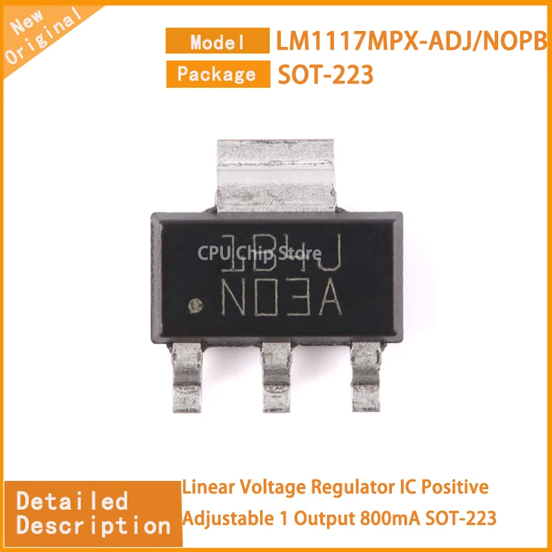 10Pcs/Lot  New Original  LM1117MPX-ADJ/NOPB LM1117MPX Linear Voltage Regulator IC Positive Adjustable 1 Output 800mA SOT-223