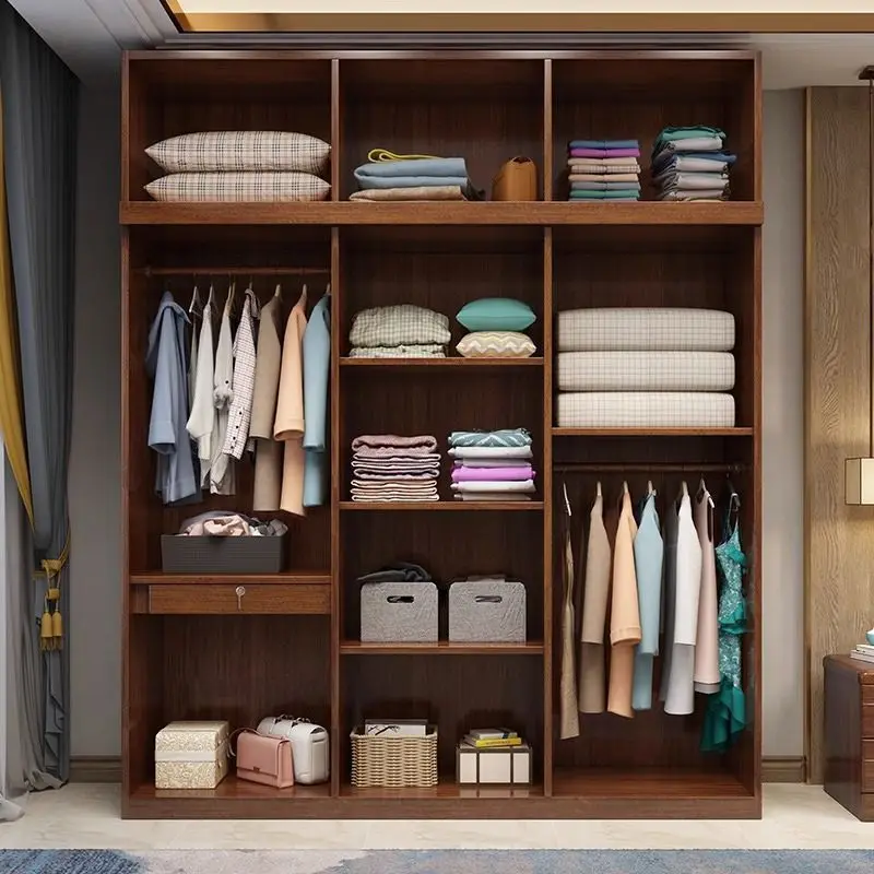 خزانة غرفة النوم المصنوعة من الخشب الصلب، خزانة تخزين كبيرة على الطراز الصيني، مزيج من خشب الجوز، ثلاثة أربعة خمسة، ستة أبواب للاستخدام المنزلي #4