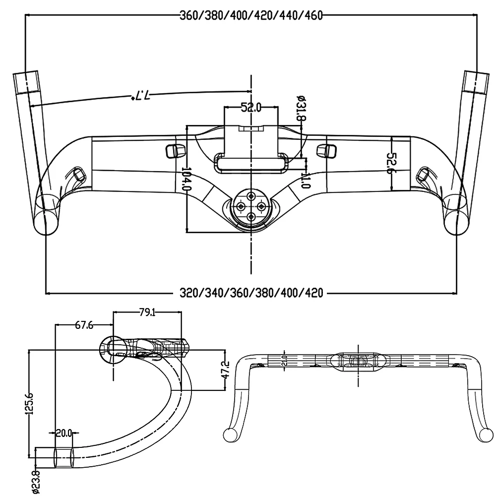

BALUGOE Carbon Fiber Handle with Full Internal Cable Wiring, Highway Bicycle Handle Supporting Code Table Bracket