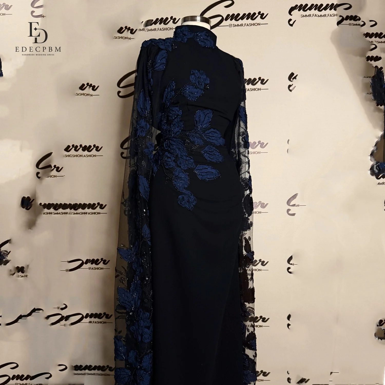 EDECPBM 파티용 블랙 웨딩 드레스, 이브닝 드레스, 프롬 드레스, 맞춤형 인어형 3D 꽃 장식 드레스