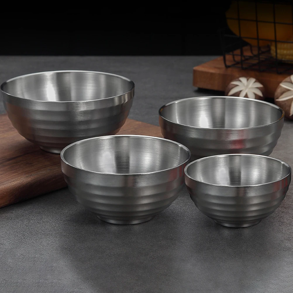 

Stainless Steel Insulated Soup Bowl Retro Large Capacity Kitchen Tableware Set Ramen Container Heat Resistant Healthy Food Bowls