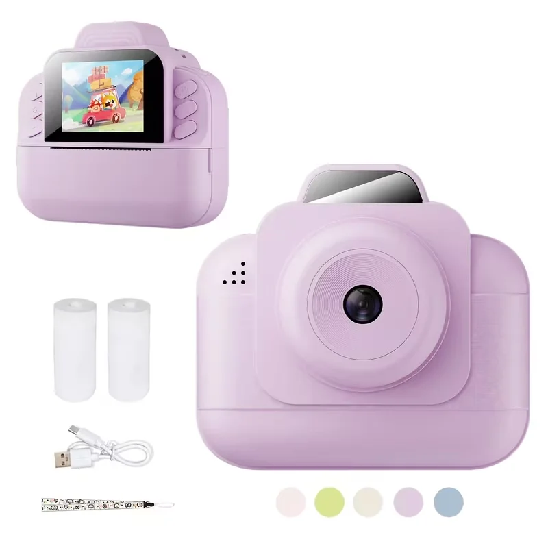 Câmera instantânea infantil, com 3 rolos de papel fotográfico, impressora de fotos de alta definição de 2,4 polegadas, vídeo 1080P, leitor de MP3, g
