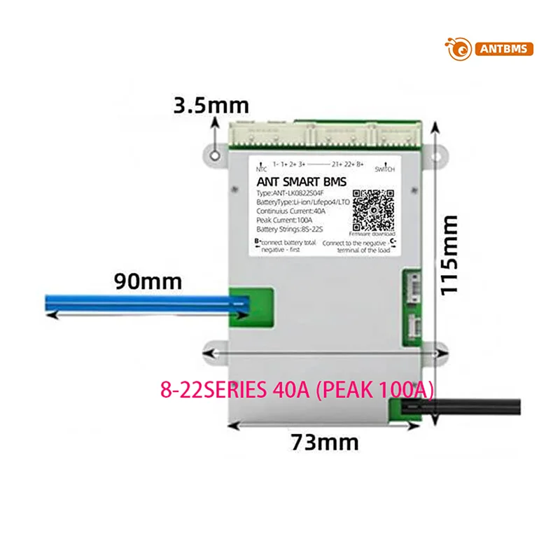 Smart ANT BMS Pcb Board 8-22S 40A/80A/110A/130A/170A/220A LiFePO4 Battery Management System BT UART CAN Bus