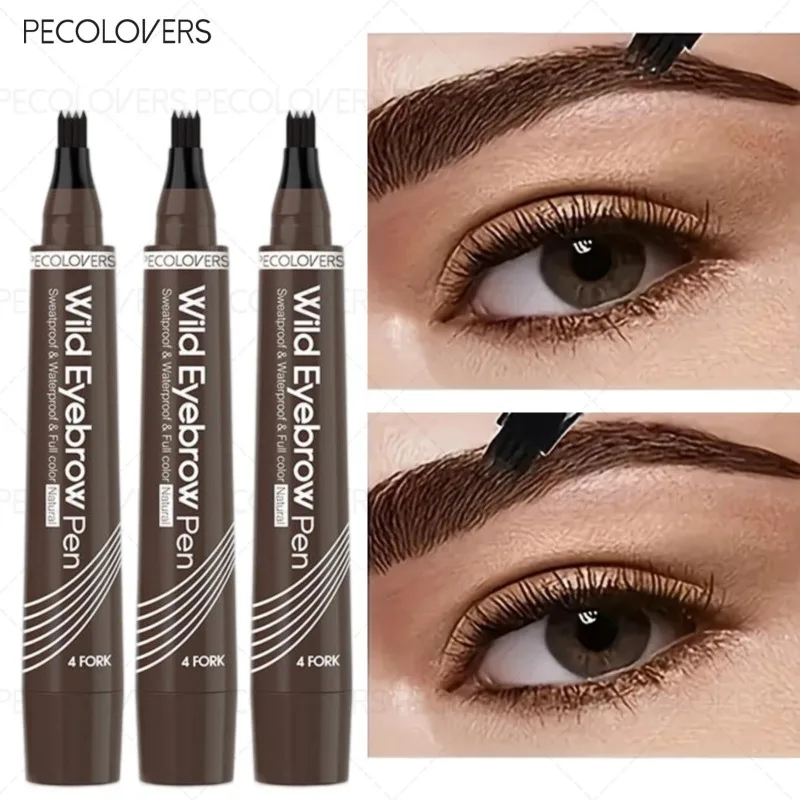 3 szt. Kredka do brwi, wiele opcji kolorów, wypełnienie brwi, wodoodporna i odporna na pot, czterozębowa kredka do brwi