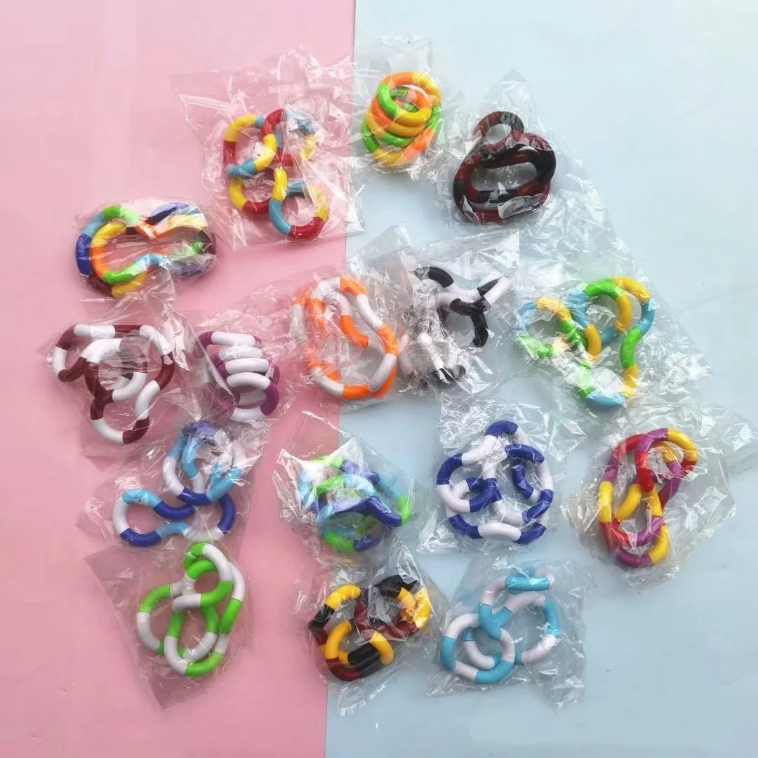 2 Stücke Regenbogen Kreis Verwicklung Seil Twist Zappeln Spielzeug - Sensorische Autismus Therapie Anti Stress Kinder Zappeln Spielzeug Jouet Antiestres Niños – Detail 4