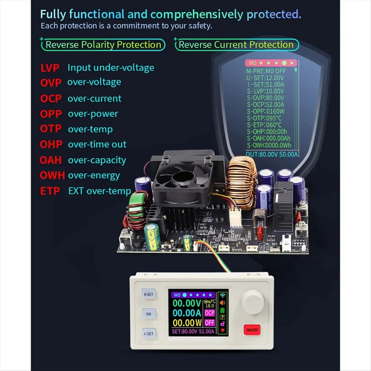 

XY8050S CNC DC Buck Power Supply 80V/50A/4000W Adjustable Stabilized Power Supply Constant Voltage