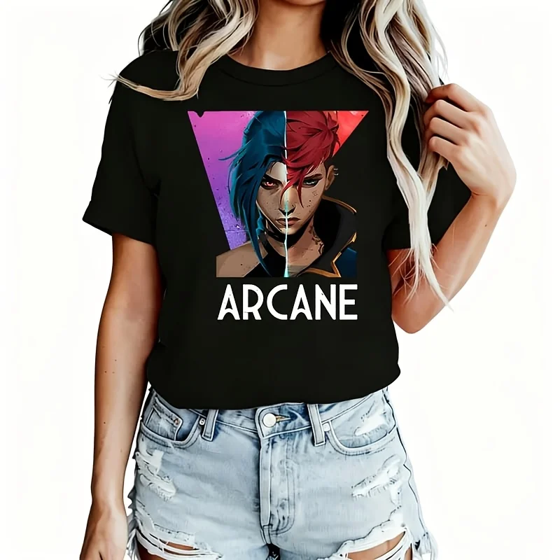 Arcane Women's T-Shirt 100% Cotton Funny Graphic Short Sleeve Tee Novelty Shirt Casual Crew Neck Top S-5Xl