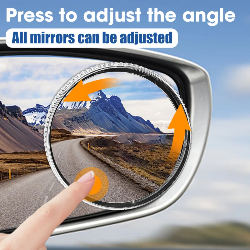 Upgraded Car Blind Spot Rear View Mirror Big Size Wide Angle Adjustable Round Mirror Suction Cup 360° Rotating Convex Mirror