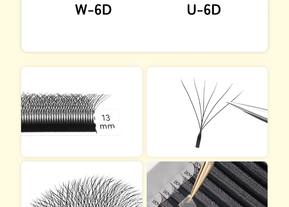 LUKATME U-Form 6D Kleeblatt Wimpernverlängerungen, vorgefertigte Fächer, schwarze C/D-Curl, weiche, flauschige, dimensionale Wimpern 8-15mm für den Salon – Detail 4