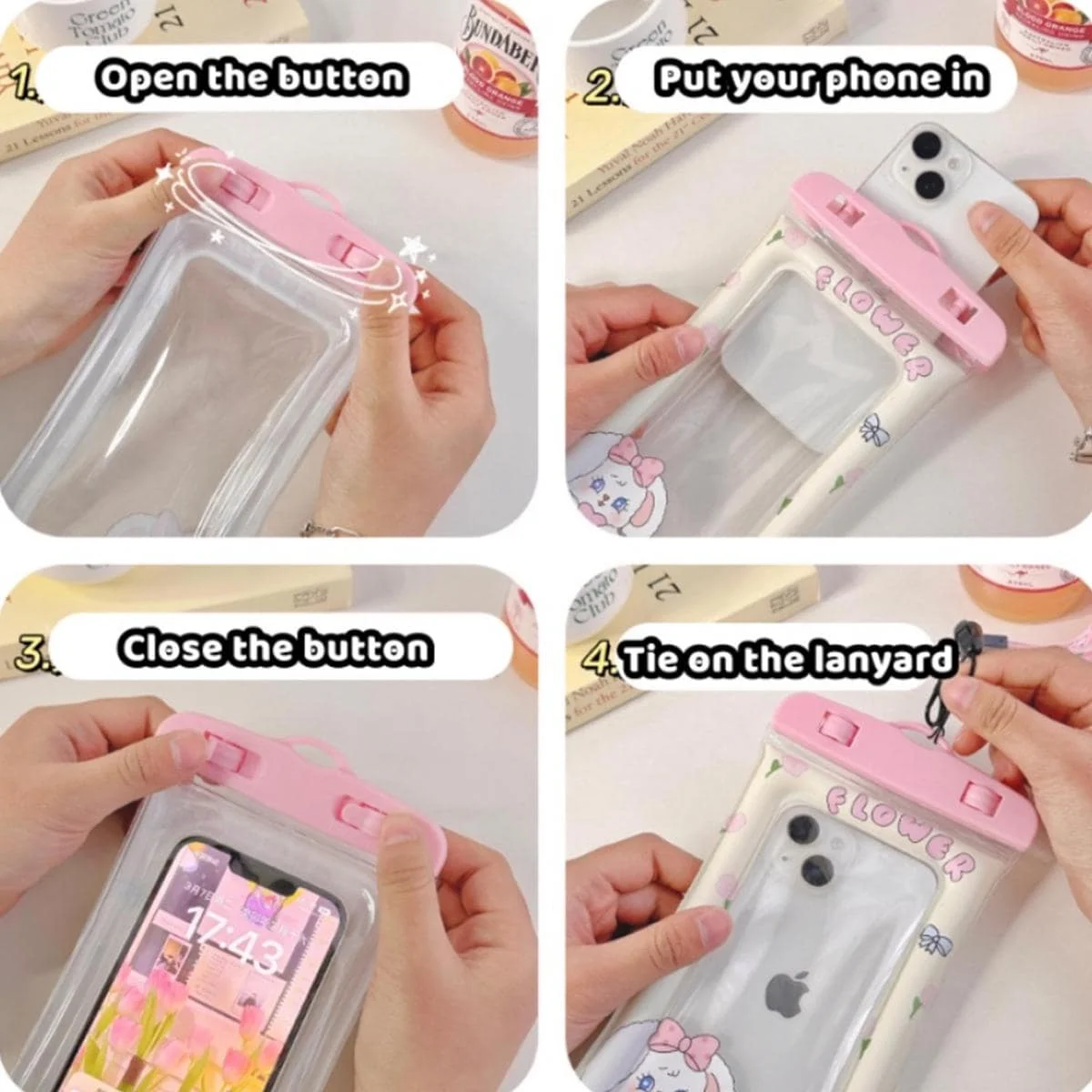 1PC  Swimming Bag Phone Waterproof Bag Cute Cartoon Transparent Air Cushion Waterproof Sandproof Shockproof