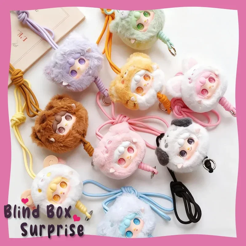 Yooki V7 Mini Zoo Vinyl Pluche Blind Box Knuffel Kawaii Mobiele Telefoon Hangend Touw Pop Decoratie Mystery Box Festival Geschenken