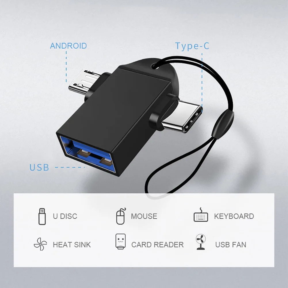 Kabel Adaptor OTG 2-In-1 Tipe C untuk Tablet Xiaomi Hard Disk Drive Flash Disk Konverter Mouse USB untuk Android Tipe C Micro USB