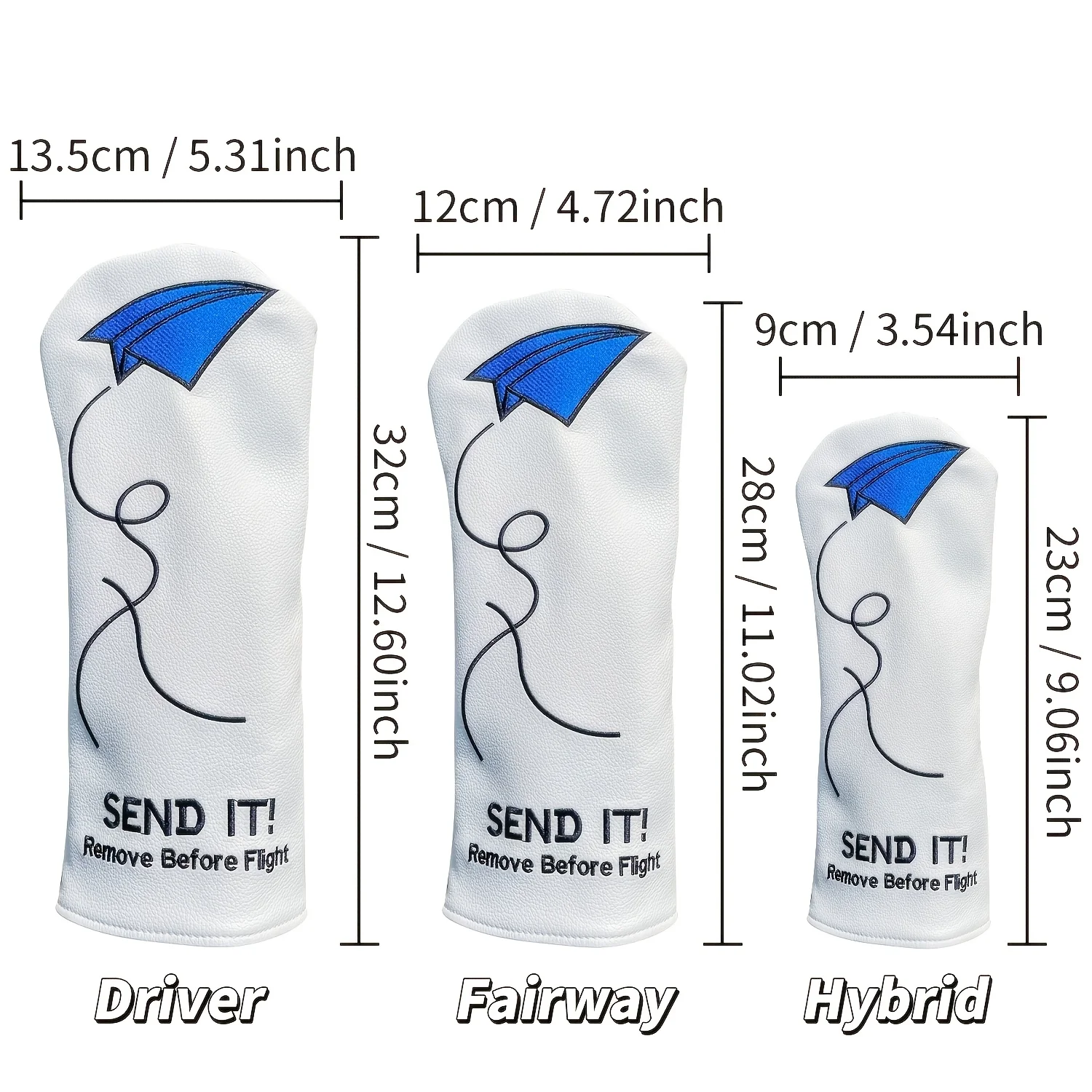 Design Style for White Paper Airplane Golf Club Covers, Available in Sets of 1 Or 4 for Drivers, Fairways, And Hybrids. image 6